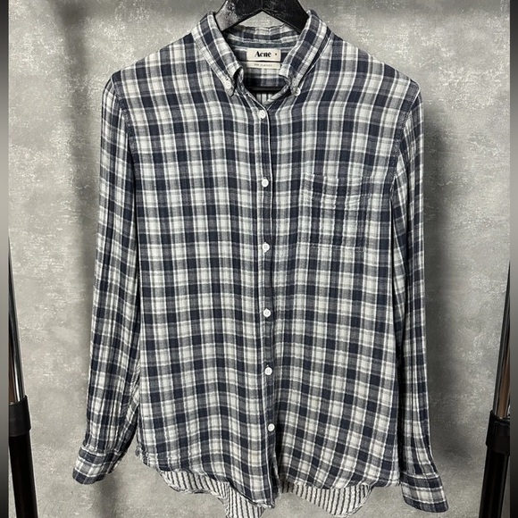 Acne Studios Pop Classics Base Check AW 10 Long Sleeve Shirt Size S - Picture 1 of 9